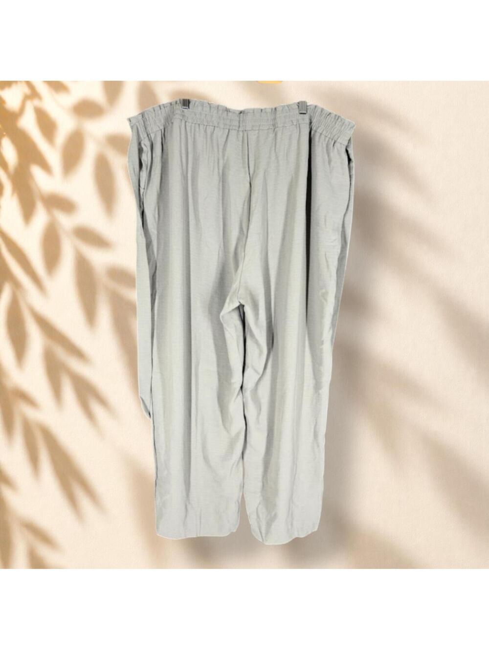 Unbranded Dress Pants Women M Medium Gray High Rise Flat Front Belted Wide Leg - Picture 2 of 6